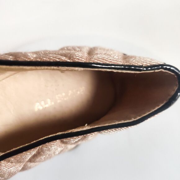 Anthropologie All Black Size 9 Patent Leather Ballet Flats Quilted Neutral Bow - Picture 9 of 13